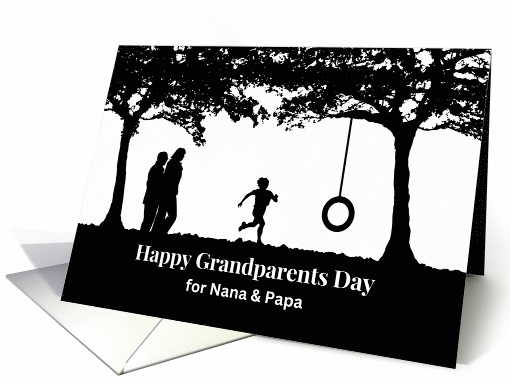 For Nana and Papa Grandparents Day with Child and Tire Swing card