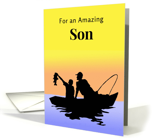 For Son Fathers Day Fishing Silhouette with the Big Catch card