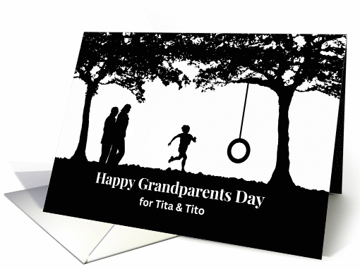 For Tita and Tito Grandparents Day with Child Running to Swing card