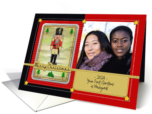 First Christmas as Lesbian Newlywed Couple with Custom Photo card