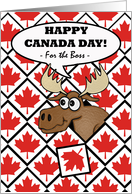 Canada Day for Boss, Moose Head Surprise, Business Holiday card
