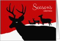 Season’s Greetings with Deer Family Silhouette in Snow card