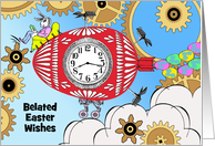 Belated Easter Custom Front with Steampunk Bunny and Egg Machine card