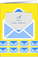 Custom Text, Monogram Letter A, Personalized Name Card