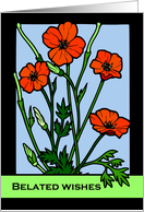 Belated Mother’s Day Red Poppies Stained Glass Look card