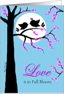 Romance Love is in Full Bloom with Bird Couple and Spring Tree card
