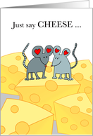 For Boyfriend Valentines Day with Mouse Couple on Cheese Wedge card