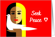 International Day of Peace with Unity Woman Holding a White Dove card