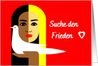 German International Day of Peace with Unity Woman and Dove card