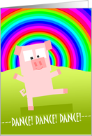 Thank You Dance Teacher, Cute Dancing Pig Under Rainbow Sky card