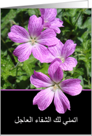 Get Well in Arabic Cranesbill Geraniums I wish you a speedy recovery card