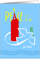 Dad Christmas Peace on Earth with Red Candle and Dove card