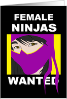 Female Ninjas Wanted Poster, Birthday Party Invitation for Girls card