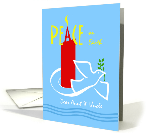 Aunt and Uncle Christmas with Peace on Earth Dove and Candle card