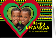 Kwanzaa for Mom Custom Photo with Big Heart and African Design card