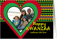 General Kwanzaa Add Your Photo with Heart and African Design card