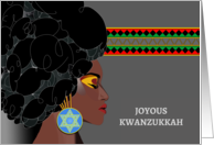 Kwanzukkah African American Female with Star of David Earring card