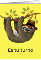 Spanish Congratulations on Retirement with Sloth in Brown Hat card