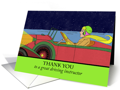 Thank You for Driver's Education Teacher, Vintage Lady and Car card