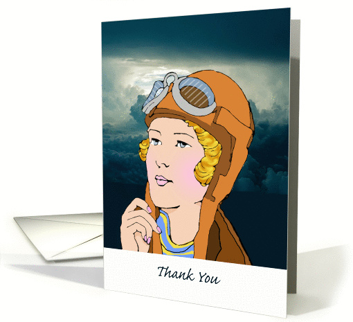 Thank You for Flight Instructor, Vintage Female Pilot card (1452116)