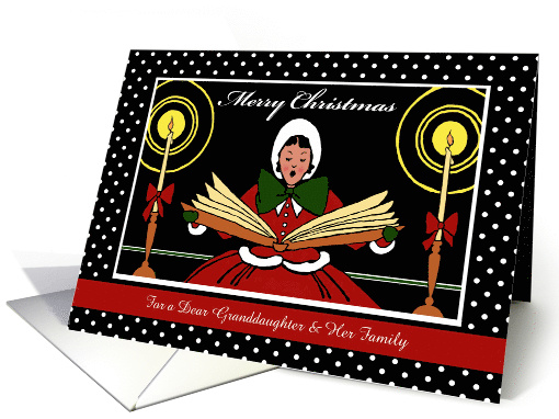 Custom Christmas, Granddaughter and Her Family, Girl Singing card