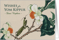 Funny Yom Kippur for Nephew Custom Front with Praying Mantis card