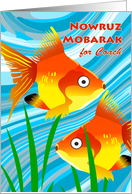 Nowruz Mobarak for Coach Persian New Year Goldfish and Waves card