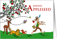 Johnny Appleseed Day with Animals and Apple Tree card