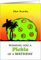 Wishing You a Pickle of a Birthday with Pickleball Sunset Custom Front card