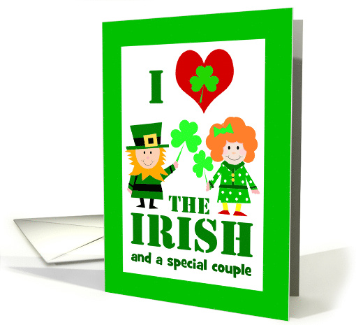 Couple St Patricks Day Custom Front I Heart the Irish Characters card