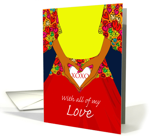 Valentine's Day for Partner with Hands Holding Heart and XOXO card
