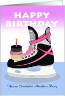 Custom Front, Birthday Party Invitation, Female Ice Hockey Theme card