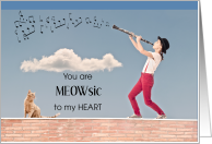 Thank You, Meowsic to my Heart, Cat and Clarinet card