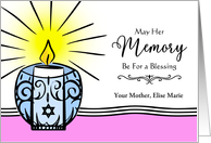 Yahrzeit for Mother with Jewish Memorial Candle Illustration card