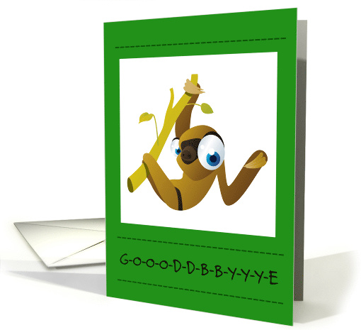 Funny Sloth Waving a Long Goodbye in Cute Illustration card (1549542)