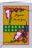 Joyeux Mardi Gras, Masks, Fleur-de-Lis, French Mardi Gras card