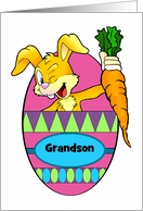 Custom Front Easter for Grandson with Bunny and Big Carrot card