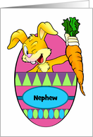 Custom Front Easter Bunny with Carrot for Nephew card