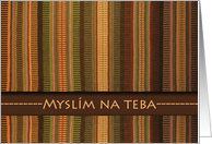 Myslim na teba, Thinking of You in Slovak, Earth Tone Weaving card