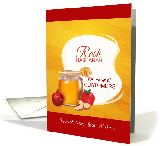 Business Rosh Hashanah for Customers with Fruit and Honey card