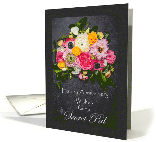 Wedding Anniversary for Secret Pal, Flowers on Slate card (1577054)