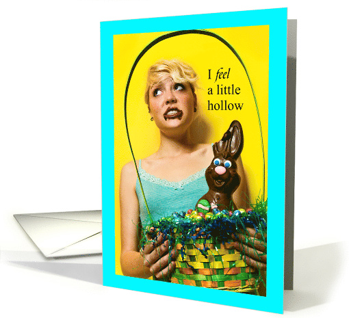 Funny Easter with Girl Eating Hollow Chocolate Bunny card (1670432)