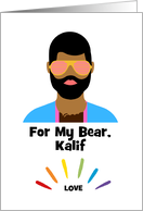 Missing Your Bear Hugs with Tanned Gay Male Bear in Cool Shades card