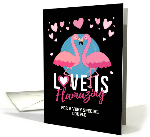 Couple Valentine's Day Custom Front with a Pair of Flamingos card