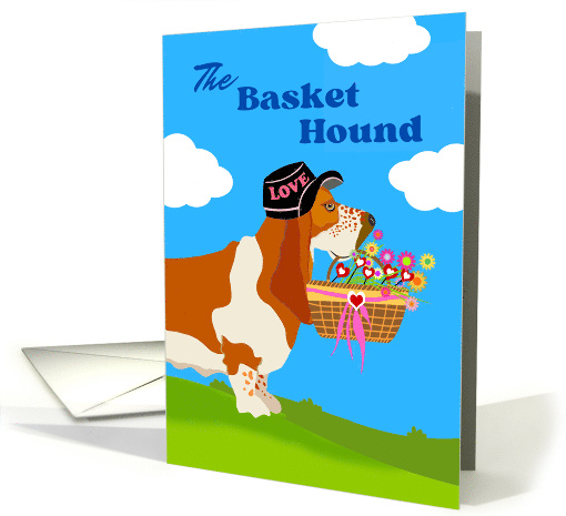 Valentine's Day with Cute Basket Basset Hound with Hearts... (1754562)