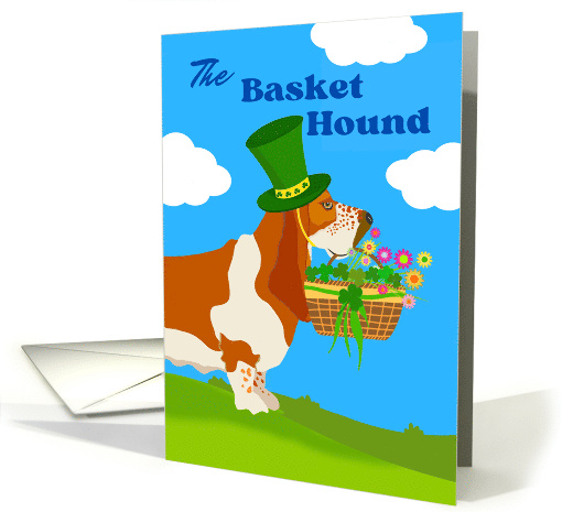 St. Patrick's Day with Adorable Basket Basset Hound with... (1754564)