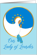 Our Lady of Lourdes Feast Day February 11 Modern Circular Design card