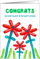 Becoming Great Aunt Great Uncle Congratulations with Flower Balloons card