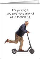 Funny Get Well Passing Kidney Stones Old Guy on Scooter card