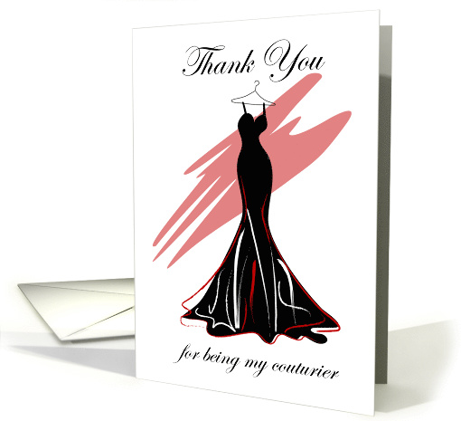 Couturier Thank You Black Wedding Gown Fashion Illustration card